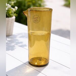Handmade Recycled Glass Pitcher - Amber - 40 oz - Made in Mexico - New